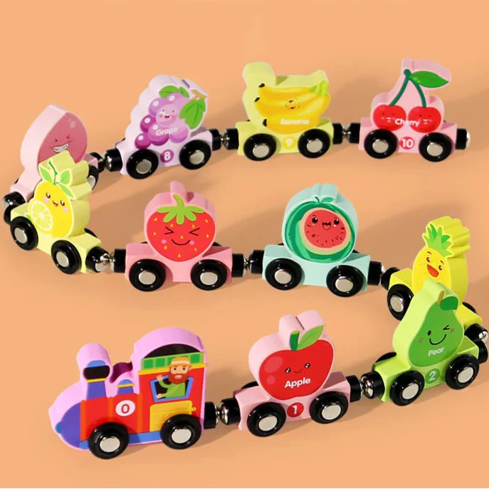 Tiny Express™ – Ausmalen&Gestalten - Holzeisenbahnspielzeug Frucht 1 | Pädagogisches Holzspielzeug von Mein Kleines Baby