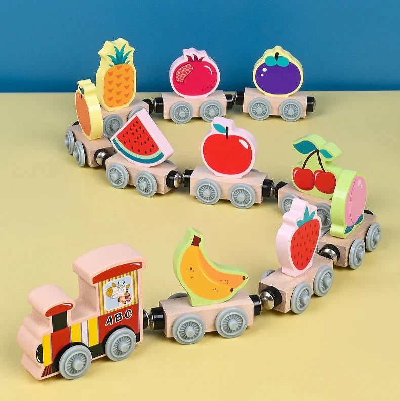 Tiny Express™ – Ausmalen & Gestalten - Holzeisenbahnspielzeug Frucht 2 | Pädagogisches Holzspielzeug von Mein Kleines Baby