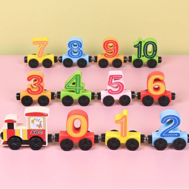 Tiny Express™ – Ausmalen & Gestalten - Holzeisenbahnspielzeug Nummer | Pädagogisches Holzspielzeug von Mein Kleines Baby
