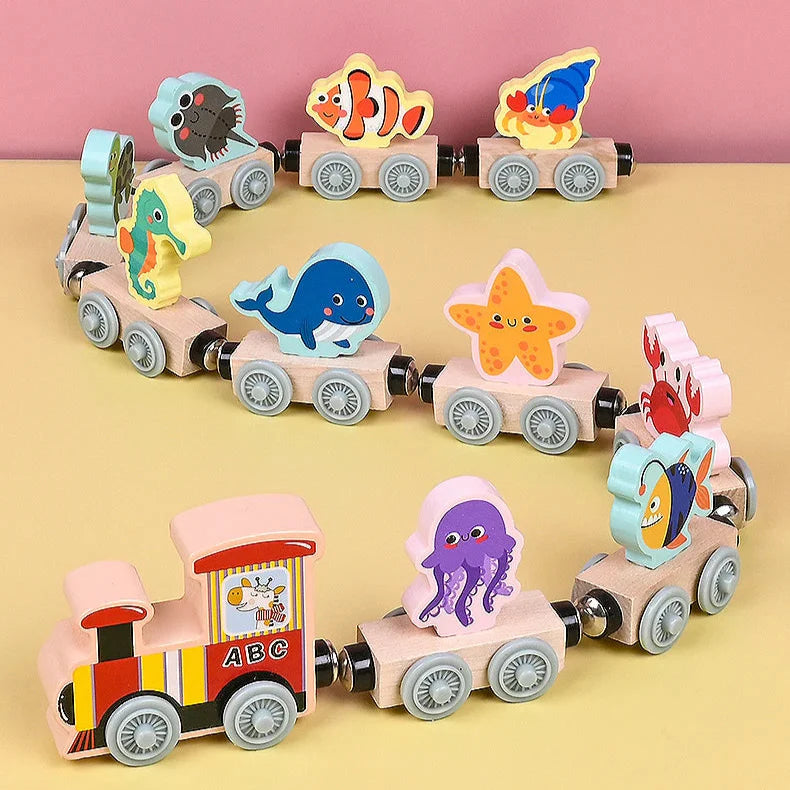 Tiny Express™ – Ausmalen & Gestalten - Holzeisenbahnspielzeug Ozean | Pädagogisches Holzspielzeug von Mein Kleines Baby