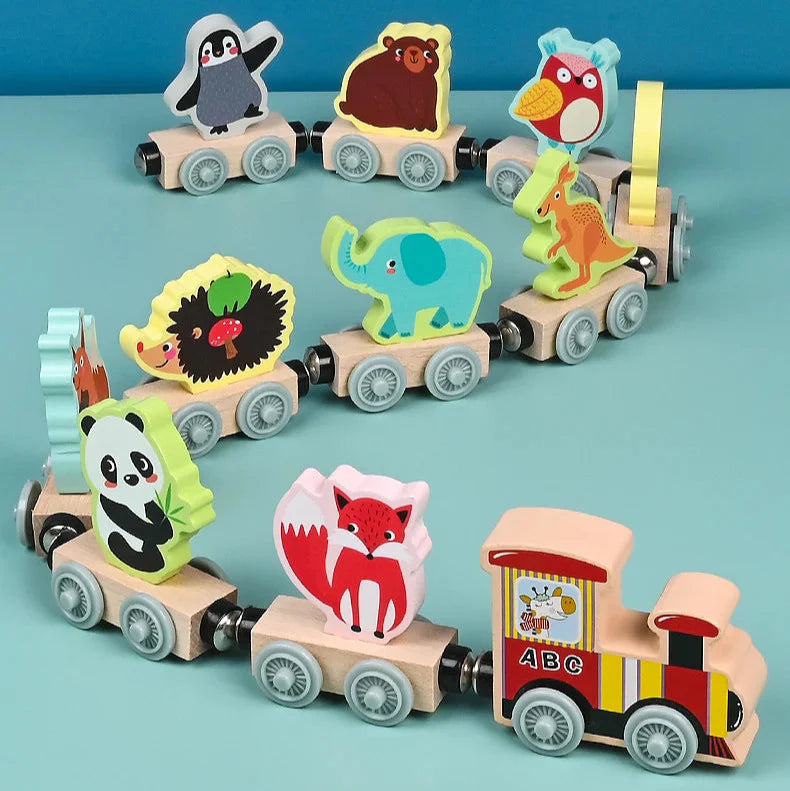 Tiny Express™ – Ausmalen & Gestalten - Holzeisenbahnspielzeug Tiere | Pädagogisches Holzspielzeug von Mein Kleines Baby