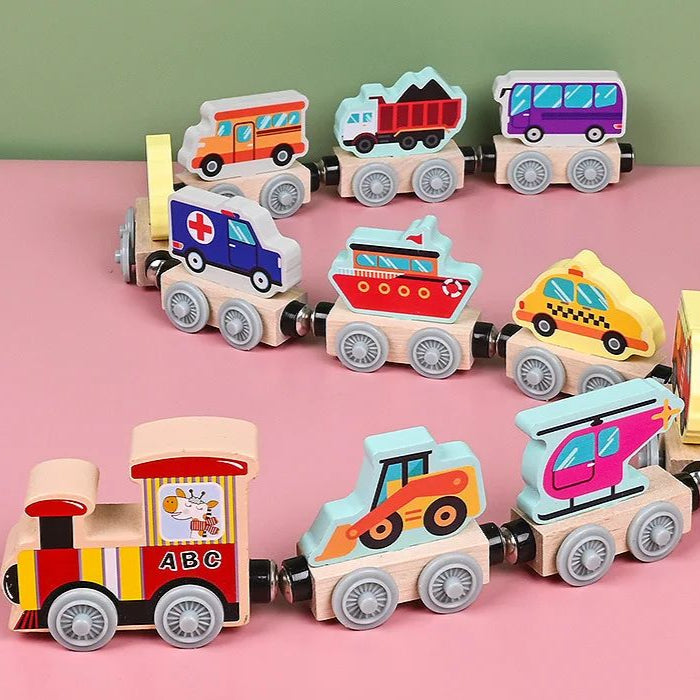 Tiny Express™ – Ausmalen & Gestalten - Holzeisenbahnspielzeug Verkehr | Pädagogisches Holzspielzeug von Mein Kleines Baby