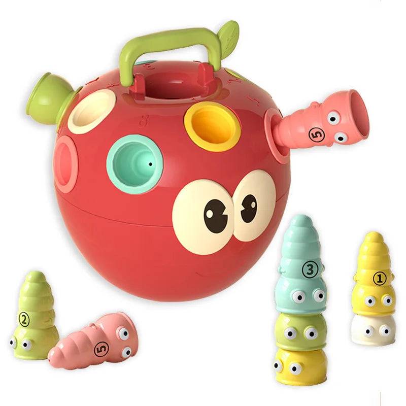 Tiny Sorter™ – Intelligentes Stapeln – Apfel&Wurm Spiel | Pädagogisches Holzspielzeug von Mein Kleines Baby