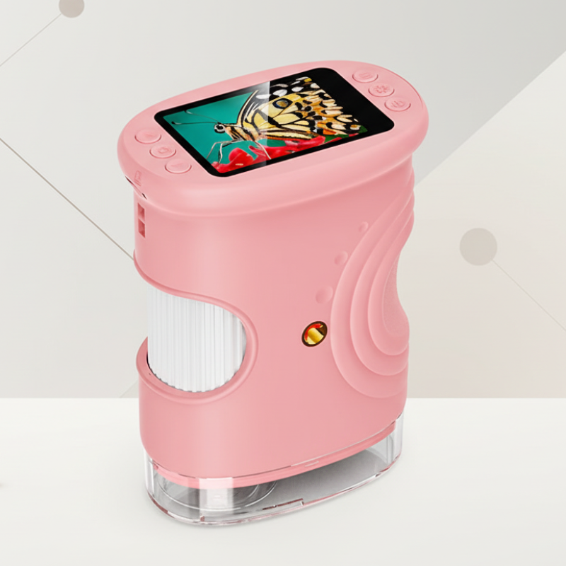 TinyExplorer – Intelligent & interaktiv – Handheld-Mikroskop Rosa | Pädagogisches Holzspielzeug von Mein Kleines Baby
