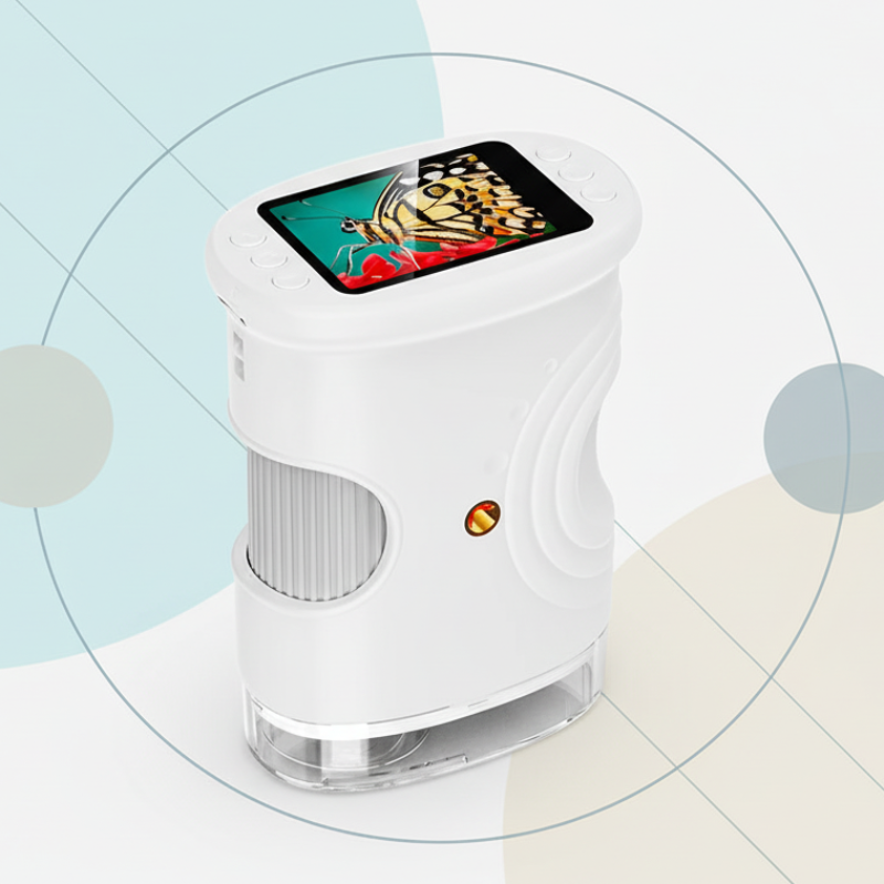 TinyExplorer – Intelligent & interaktiv – Handheld-Mikroskop Weiß | Pädagogisches Holzspielzeug von Mein Kleines Baby