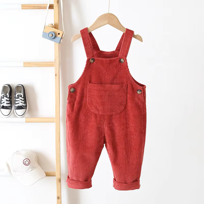 TinyTrend– Bequem und stilvoll – Cord-Latzhose Rot / 80 (9–12 Monate / 73–80 cm) | Pädagogisches Holzspielzeug von Mein Kleines Baby