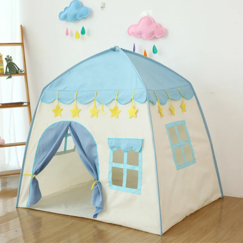 Tipi Princess Castle™ – Faltbares Spielzelt - Spielhaus für Kinder Blau | Pädagogisches Holzspielzeug von Mein Kleines Baby