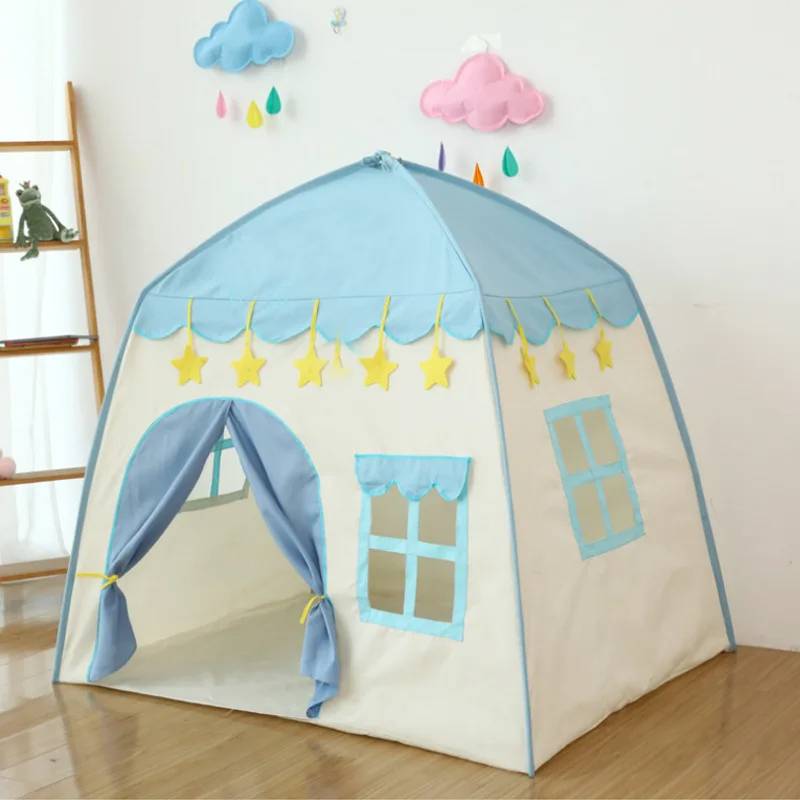 Tipi Princess Castle™ – Faltbares Spielzelt - Spielhaus für Kinder Blau | Pädagogisches Holzspielzeug von Mein Kleines Baby