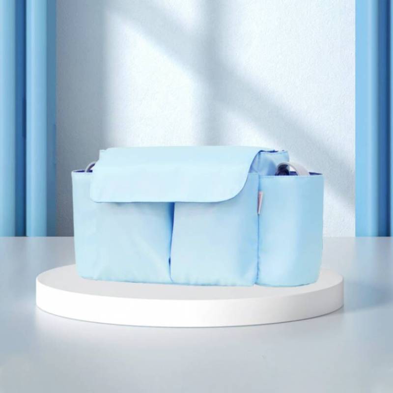 ToddlerOrganizer– Wasserabweisend&geräumig – Kinderwagen-Organizer mit Flaschenhaltern Hellblau | Pädagogisches Holzspielzeug von Mein Kleines Baby