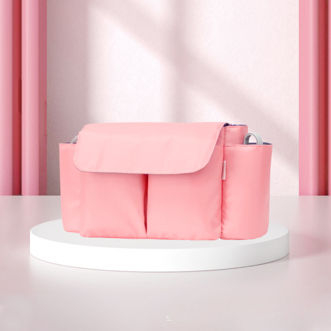 ToddlerOrganizer– Wasserabweisend&geräumig – Kinderwagen-Organizer mit Flaschenhaltern Rosa | Pädagogisches Holzspielzeug von Mein Kleines Baby