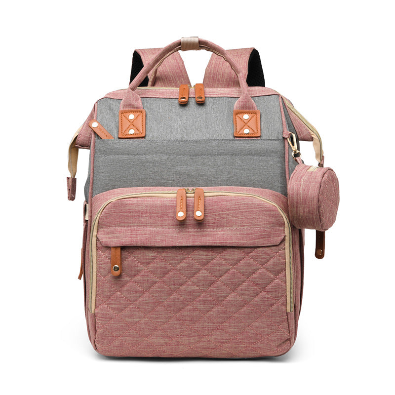 TravelNest– Immer ein Ort der Ruhe – 2-in-1-Wickeltasche mit Babybett Rosa med grått | Pädagogisches Holzspielzeug von Mein Kleines Baby