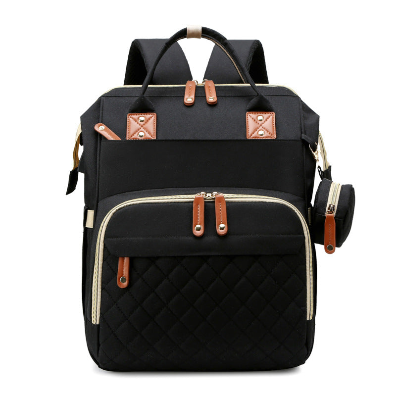 TravelNest– Immer ein Ort der Ruhe – 2-in-1-Wickeltasche mit Babybett Schwarz | Pädagogisches Holzspielzeug von Mein Kleines Baby