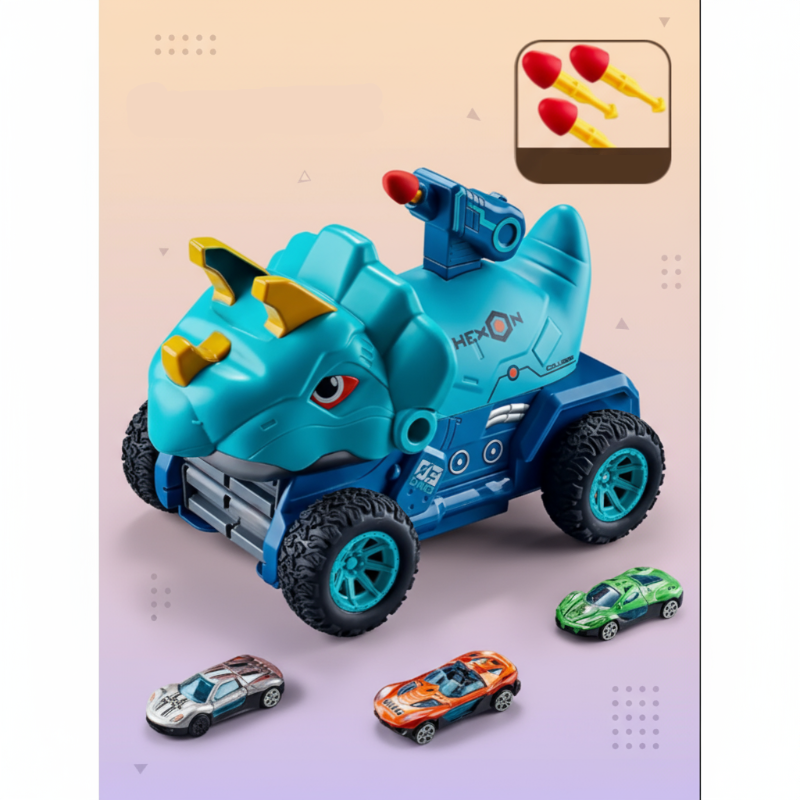 TurboRex – Eventyrlig og interaktiv – Dinosaurus legetøjsbil Blå - 6 Bil / 3 biler | Pädagogisches Holzspielzeug von Mein Kleines Baby