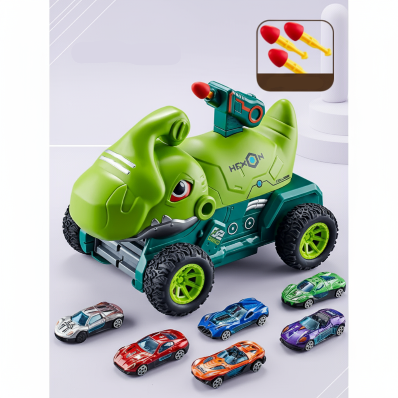 TurboRex – Eventyrlig og interaktiv – Dinosaurus legetøjsbil Grøn - 6 Bil / 6 biler | Pädagogisches Holzspielzeug von Mein Kleines Baby
