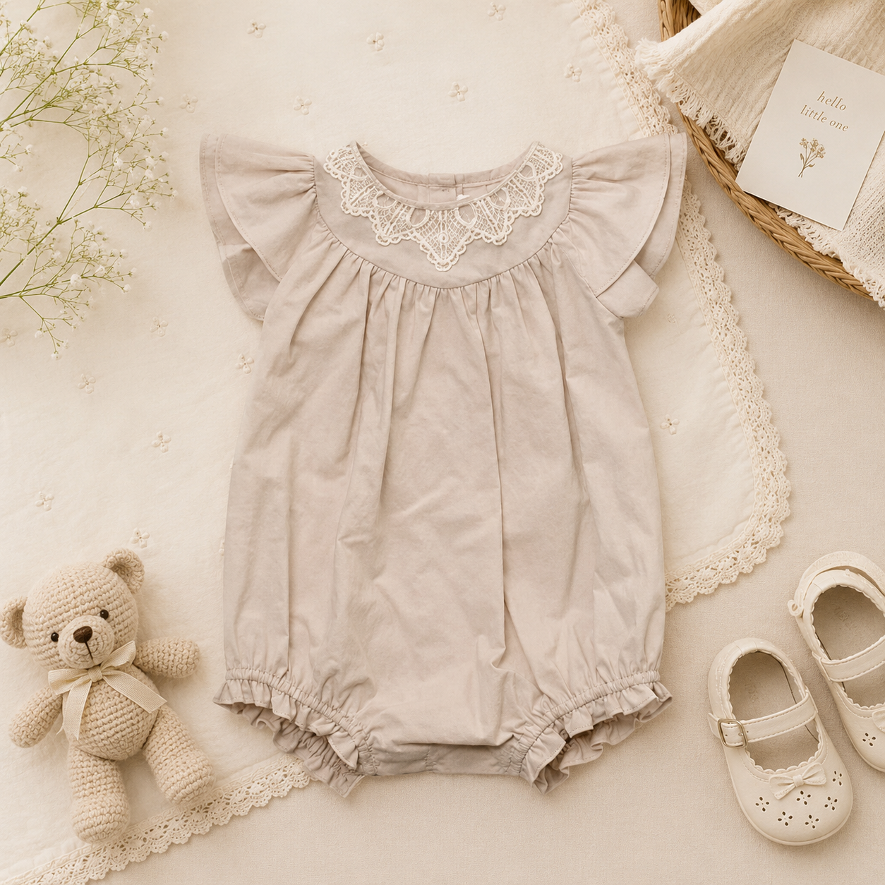 Vintage Rompers – Zeitlos & weich – Baby-Strampler 100 (12–18 Monate) / Vintage-Kante mit Wellenmuster | Pädagogisches Holzspielzeug von Mein Kleines Baby