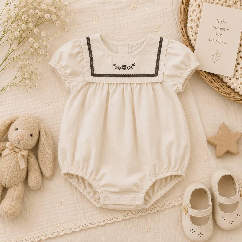 Vintage Rompers – Zeitlos & weich – Baby-Strampler 80 (3–6 Monate) / Klassische Bloom Bubble | Pädagogisches Holzspielzeug von Mein Kleines Baby