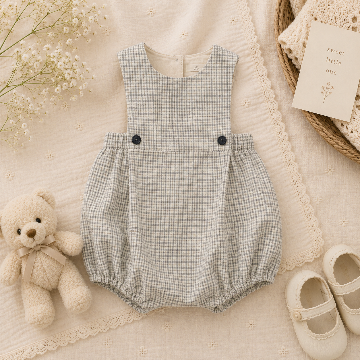 Vintage Rompers – Zeitlos & weich – Baby-Strampler 80 (3–6 Monate) / Weiche Luftkissen | Pädagogisches Holzspielzeug von Mein Kleines Baby