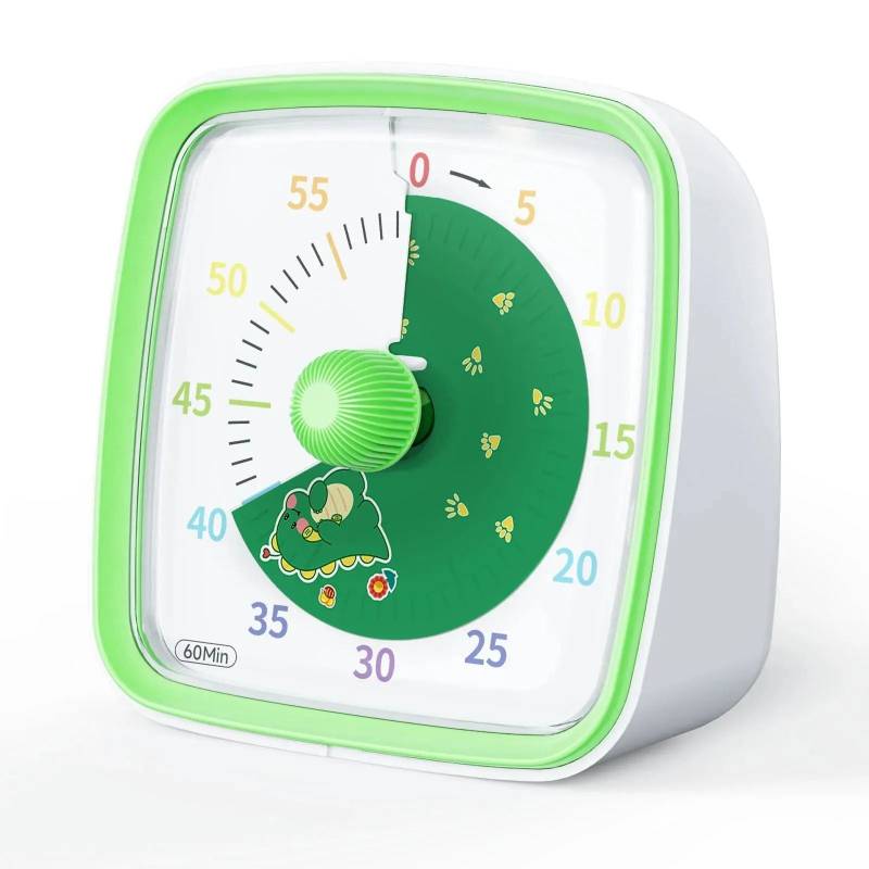 Visual Timer– Farbenfroh&Ruhig– Timer für Kinder Grüner Dinosaurier | Pädagogisches Holzspielzeug von Mein Kleines Baby
