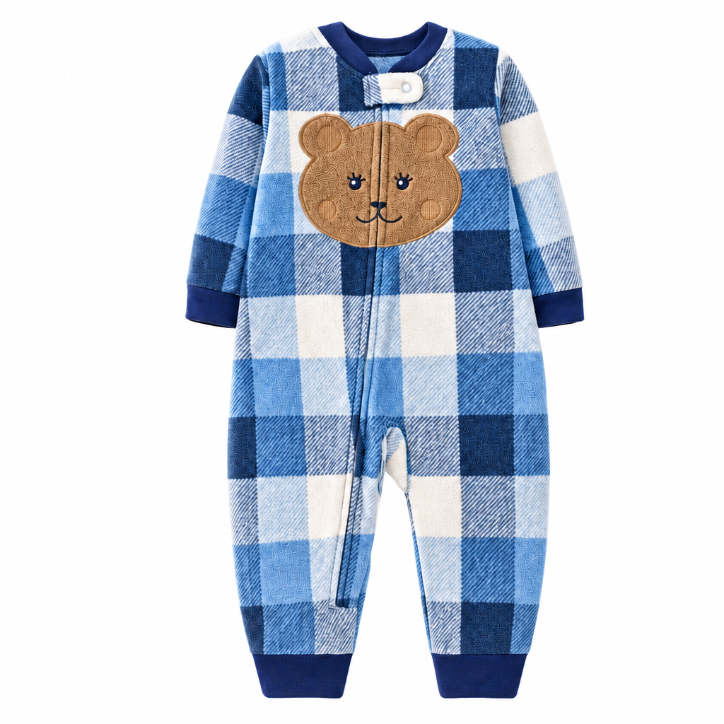 WarmBuddy – Süß & weich – Baby-Strampler aus Fleece mit Cartoon-Aufdruck Bier / 59 (0–3 Monate) | Pädagogisches Holzspielzeug von Mein Kleines Baby