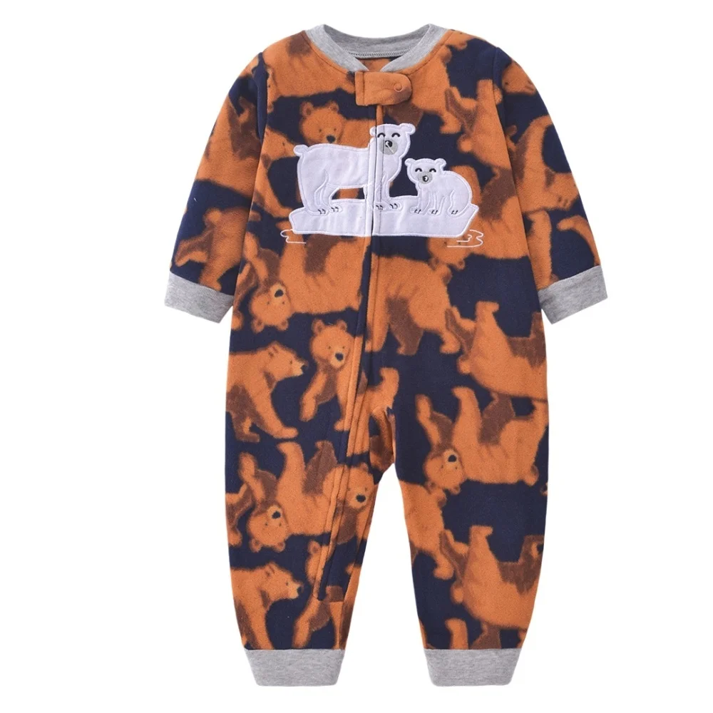 WarmBuddy – Süß & weich – Baby-Strampler aus Fleece mit Cartoon-Aufdruck Eisbär / 80 (9–12 Monate) | Pädagogisches Holzspielzeug von Mein Kleines Baby