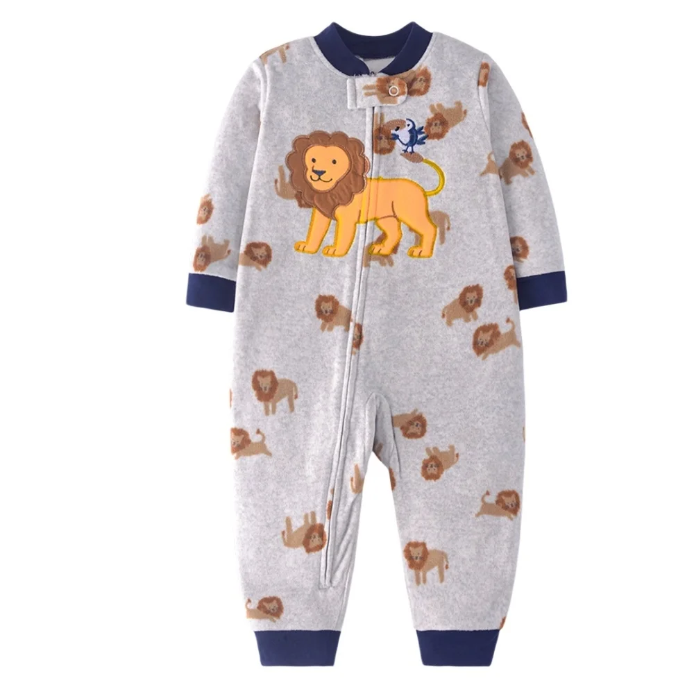 WarmBuddy – Süß & weich – Baby-Strampler aus Fleece mit Cartoon-Aufdruck Löwe / 73 (6–9 Monate) | Pädagogisches Holzspielzeug von Mein Kleines Baby