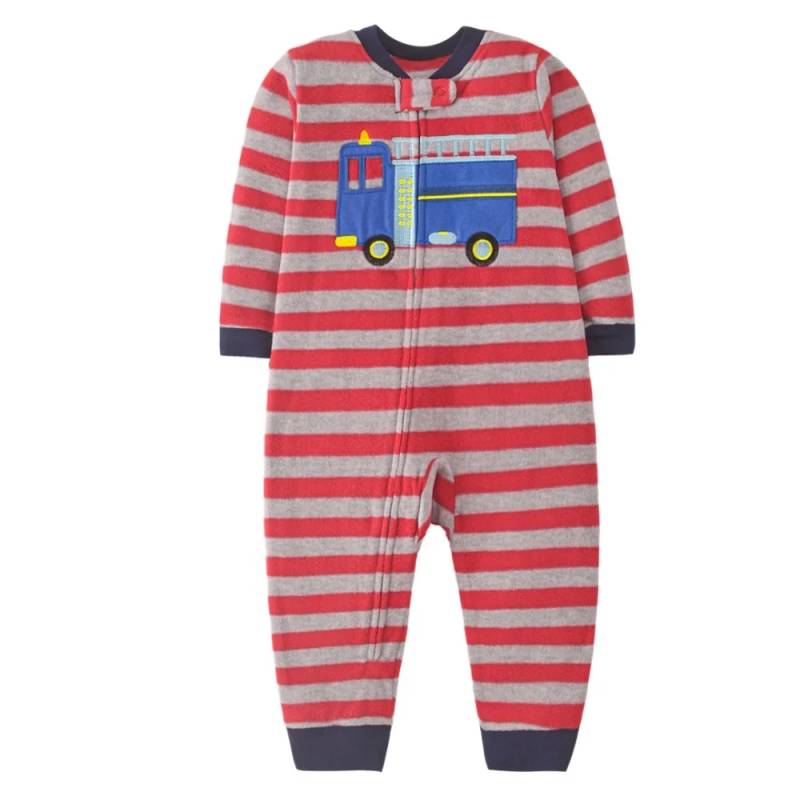 WarmBuddy – Süß & weich – Baby-Strampler aus Fleece mit Cartoon-Aufdruck Rettungswagen / 66 (3–6 Monate) | Pädagogisches Holzspielzeug von Mein Kleines Baby