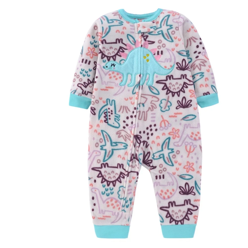 WarmBuddy – Süß & weich – Baby-Strampler aus Fleece mit Cartoon-Aufdruck Süßer Dino / 80 (9–12 Monate) | Pädagogisches Holzspielzeug von Mein Kleines Baby