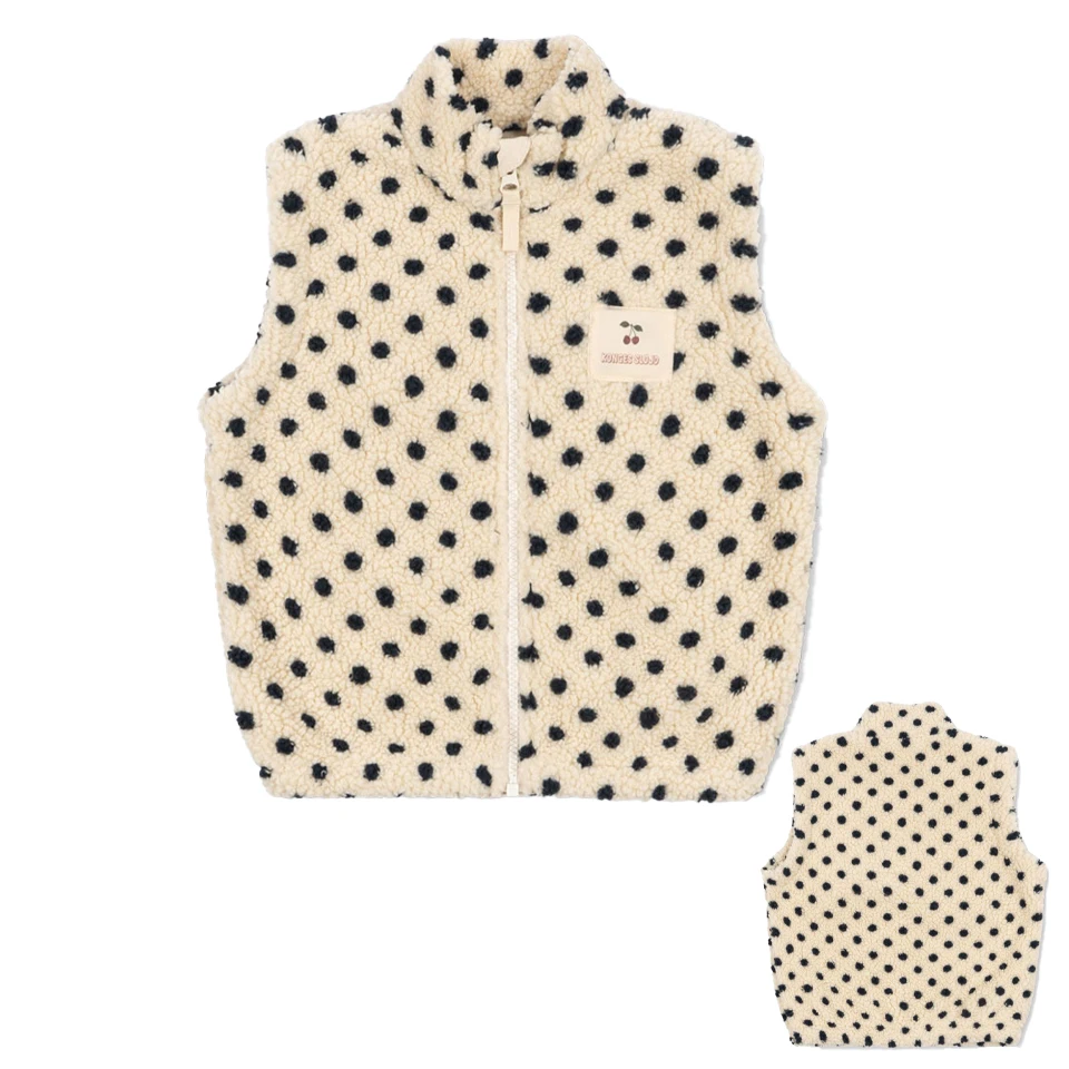 WarmHug – Bequem & trendy – Kinder-Fleecejacke mit verspielten Motiven Strickjacke / Polkadot / 130 (6–7 Jahr) | Pädagogisches Holzspielzeug von Mein Kleines Baby
