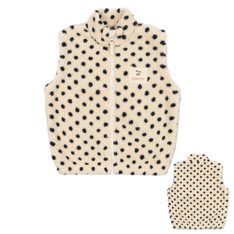 WarmHug – Bequem & trendy – Kinder-Fleecejacke mit verspielten Motiven Strickjacke / Polkadot / 130 (6–7 Jahr) | Pädagogisches Holzspielzeug von Mein Kleines Baby