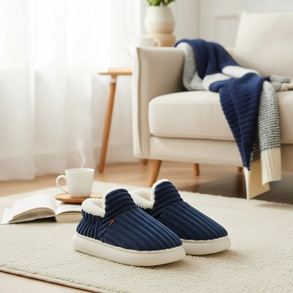 WarmNest – Blød og varm – Skridsikre hjemmesko Blå / 46/47 (Voksne) | Pädagogisches Holzspielzeug von Mein Kleines Baby