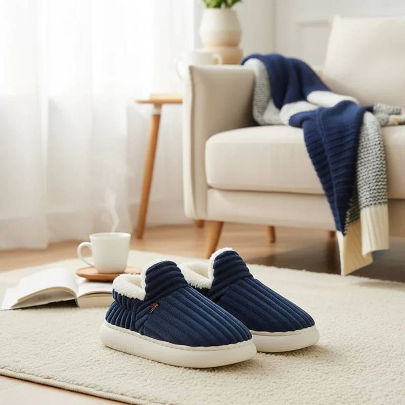 WarmNest – Blød og varm – Skridsikre hjemmesko Blå / 46/47 (Voksne) | Pädagogisches Holzspielzeug von Mein Kleines Baby