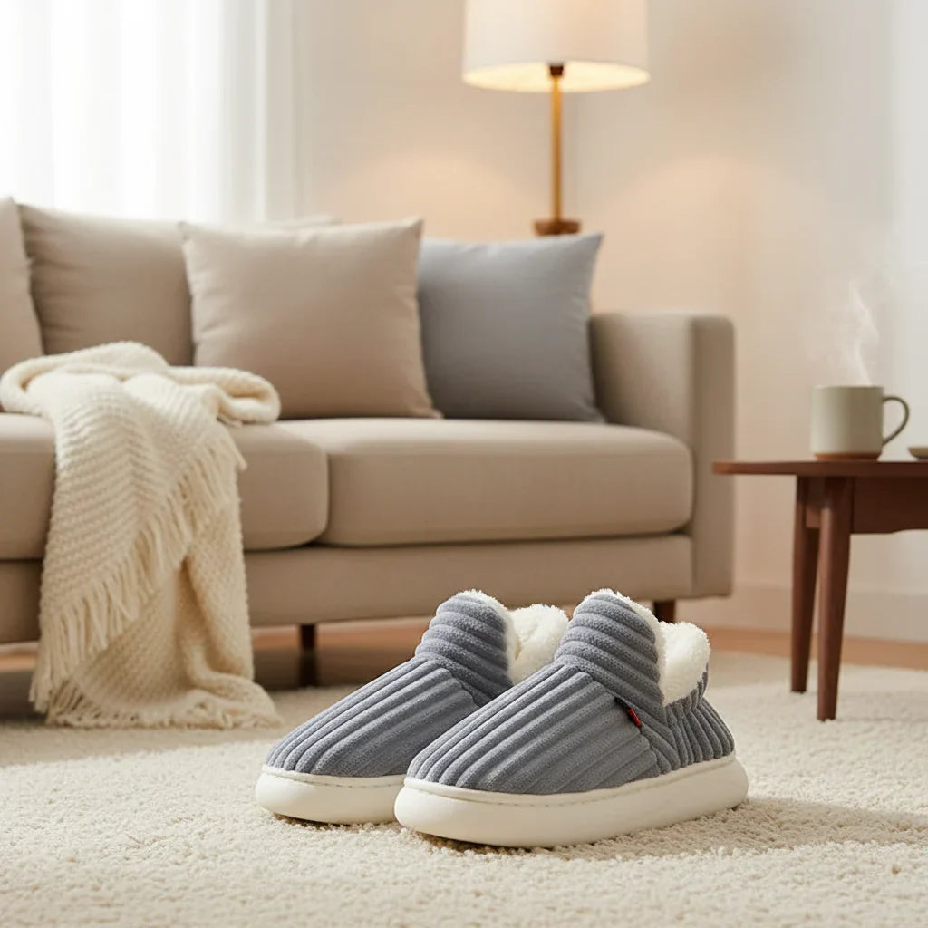 WarmNest – Blød og varm – Skridsikre hjemmesko Grå / 46/47 (Voksne) | Pädagogisches Holzspielzeug von Mein Kleines Baby