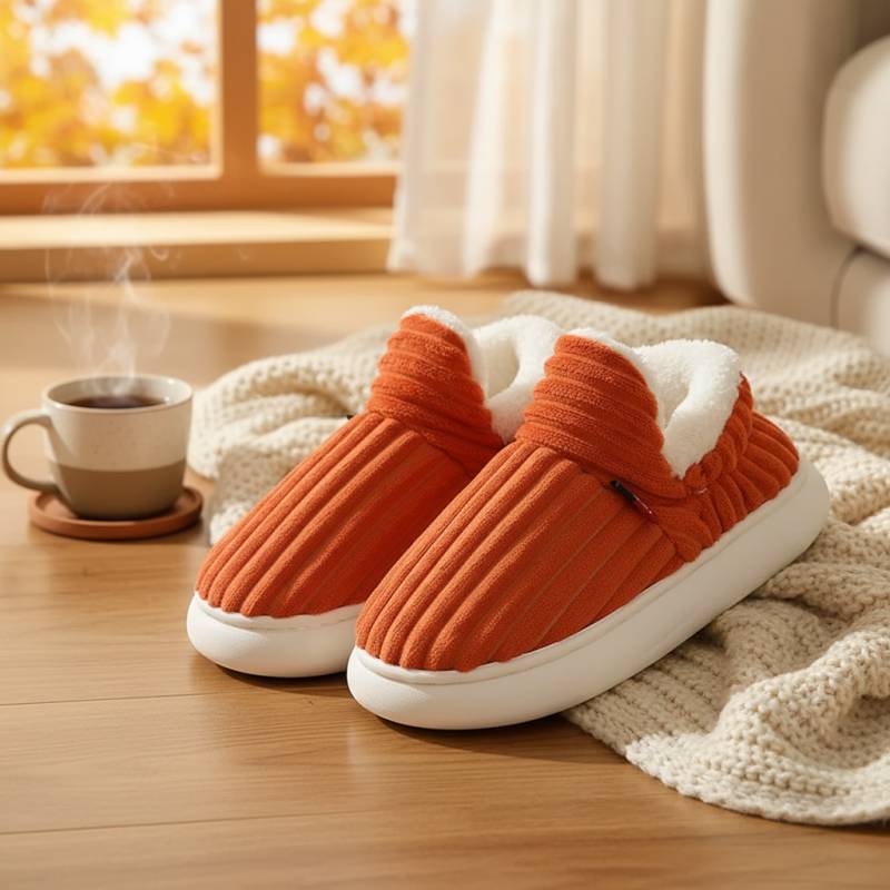 WarmNest– Kuschelig weich&warm– Rutschfeste Hausschuhe Orange / 44/45 (Erwachsene) | Pädagogisches Holzspielzeug von Mein Kleines Baby
