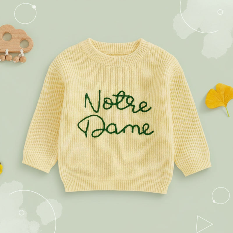 WarmWeave– Bequem&Verspielt– Pullover „Notre Dame“ Gelb / 100 (18–24 Monate) | Pädagogisches Holzspielzeug von Mein Kleines Baby