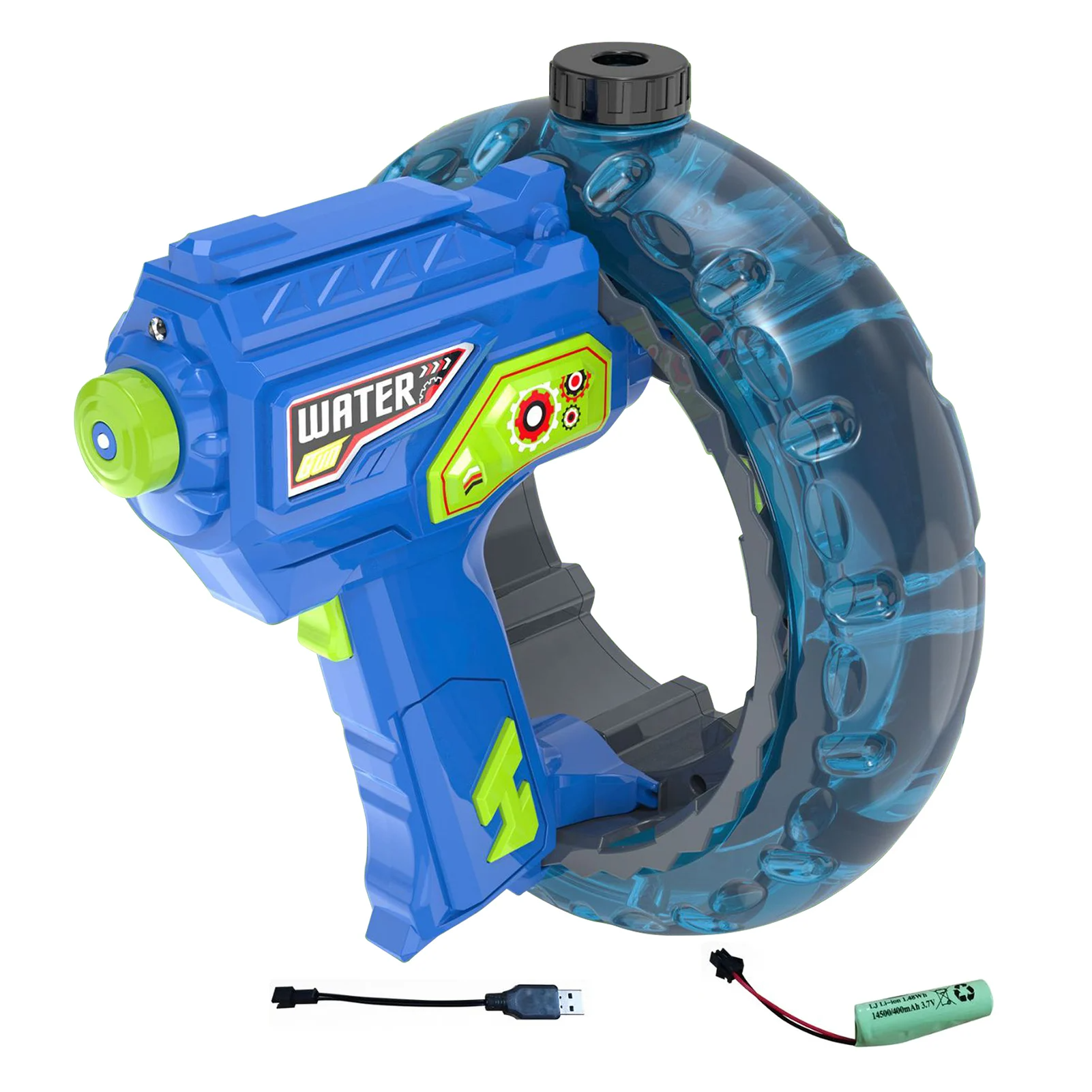 Water Blaster Pro™ – Licht&Spritzspaß - Wasserpistole Blau | Pädagogisches Holzspielzeug von Mein Kleines Baby