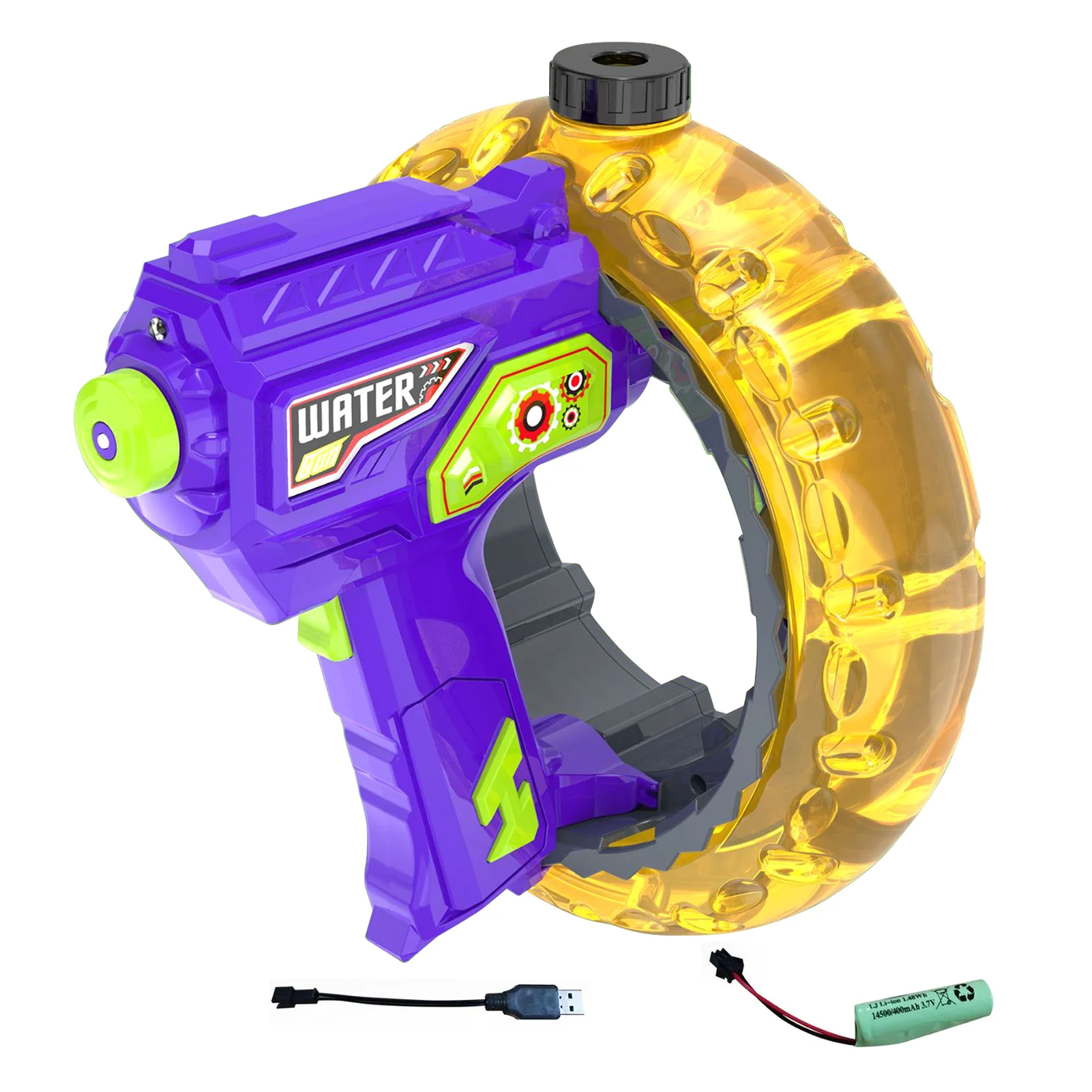 Water Blaster Pro™ – Licht&Spritzspaß - Wasserpistole Lila | Pädagogisches Holzspielzeug von Mein Kleines Baby
