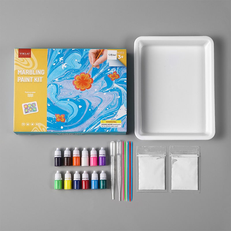 Water Marbling Paint Set™ - Farbenfrohe Kunstwerke auf Wasserbasis - Malset 12er Farben-Set | Pädagogisches Holzspielzeug von Mein Kleines Baby