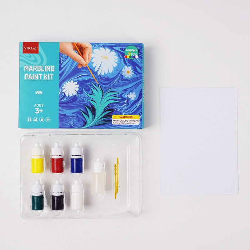 Water Marbling Paint Set™ - Farbenfrohe Kunstwerke auf Wasserbasis - Malset 6er Farben-Set | Pädagogisches Holzspielzeug von Mein Kleines Baby