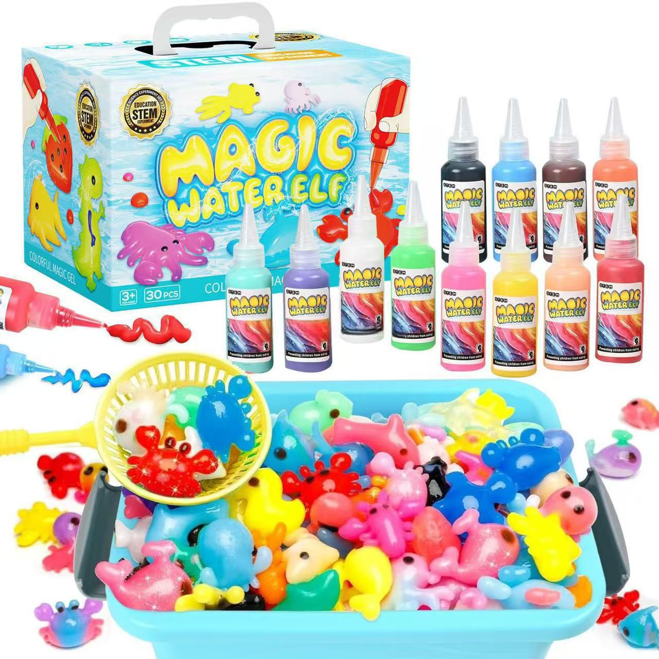 WaterMagic™ – Erstelle die schönsten Tiere & Formen! – DIY-Set Blau | Pädagogisches Holzspielzeug von Mein Kleines Baby