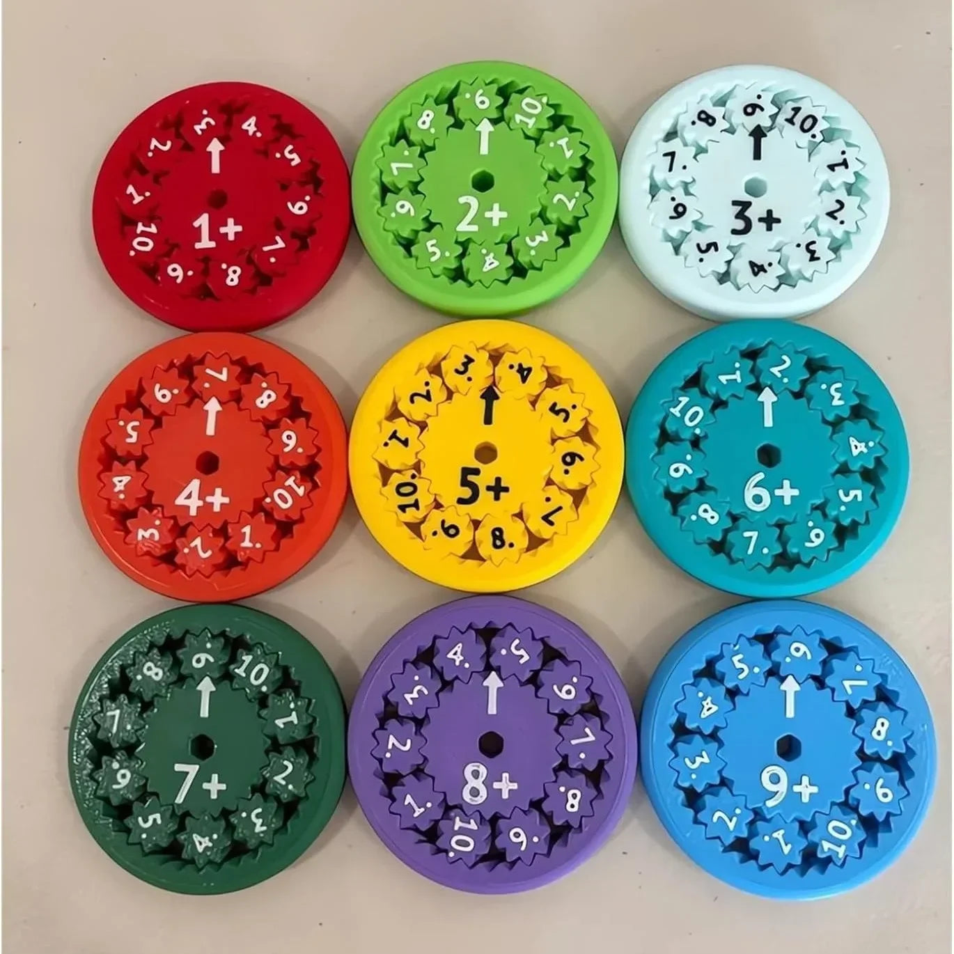 Whiz Spinner – Zählen & Rechnen – Rechnen Fidget Addieren und Subtrahieren (9 Stück) | Pädagogisches Holzspielzeug von Mein Kleines Baby