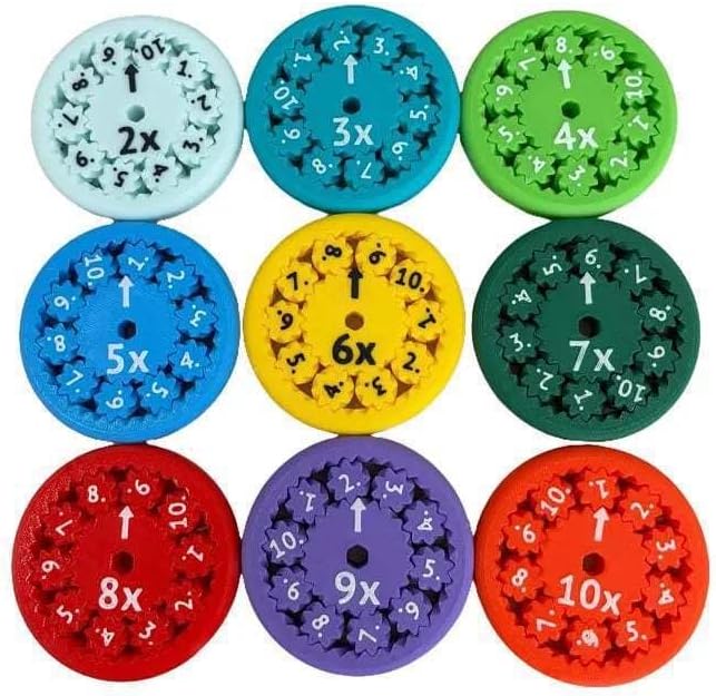 Whiz Spinner – Zählen & Rechnen – Rechnen Fidget Multiplizieren und Dividieren (9 Stück) | Pädagogisches Holzspielzeug von Mein Kleines Baby