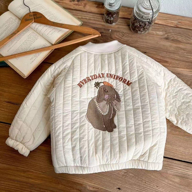 WildCharm– Warm&einzigartig– Gesteppte Kinderjacke Weiß / 100 (3 Jahre) | Pädagogisches Holzspielzeug von Mein Kleines Baby