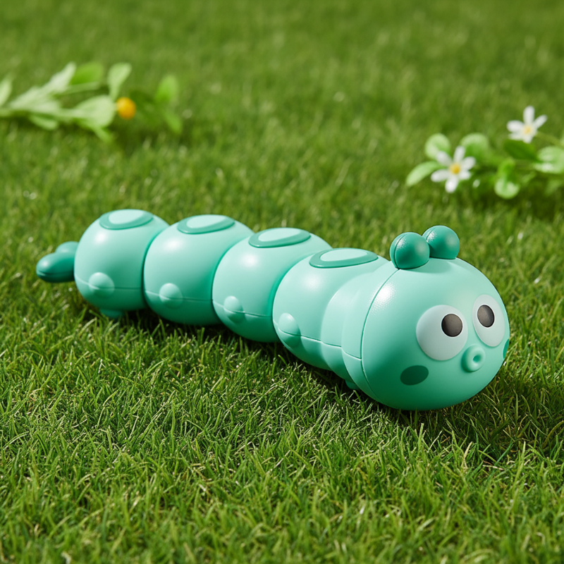 Wind-Up Caterpillar – Legende & bevægelige – Kryb-legetøj Grøn | Pädagogisches Holzspielzeug von Mein Kleines Baby