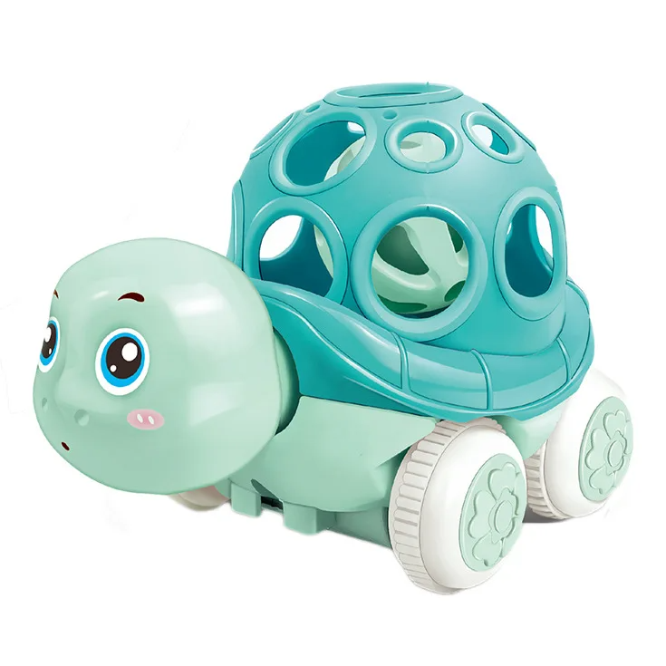 Wobble Wheels™ - Motoren, Rasseln&Rollen - Spielzeugauto Blaue Schildkröte | Pädagogisches Holzspielzeug von Mein Kleines Baby