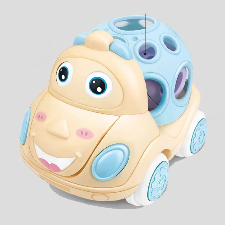 Wobble Wheels™ - Motoren, Rasseln&Rollen - Spielzeugauto Gelb | Pädagogisches Holzspielzeug von Mein Kleines Baby