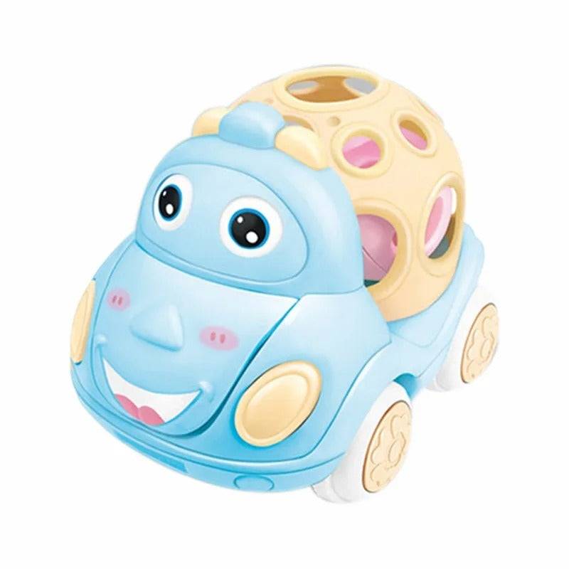Wobble Wheels™ - Motoren, Rasseln&Rollen - Spielzeugauto Hellblau | Pädagogisches Holzspielzeug von Mein Kleines Baby