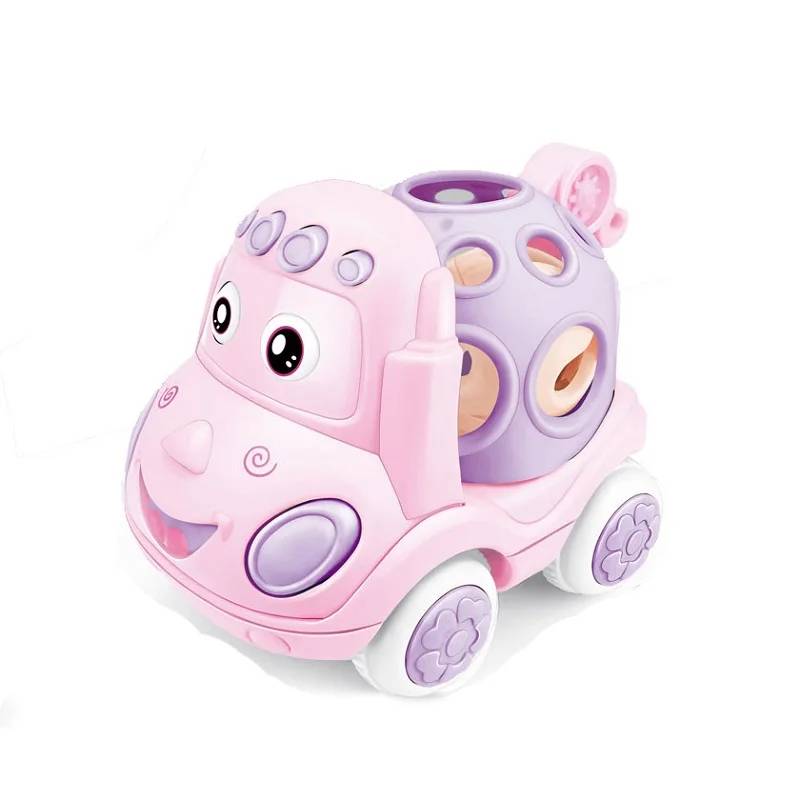 Wobble Wheels™ - Motoren, Rasseln&Rollen - Spielzeugauto Rosa | Pädagogisches Holzspielzeug von Mein Kleines Baby