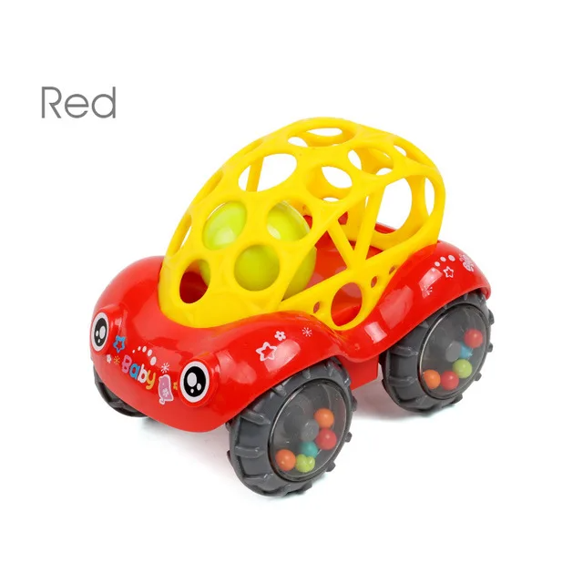 Wobble Wheels™ - Motoren, Rasseln&Rollen - Spielzeugauto Rot | Pädagogisches Holzspielzeug von Mein Kleines Baby
