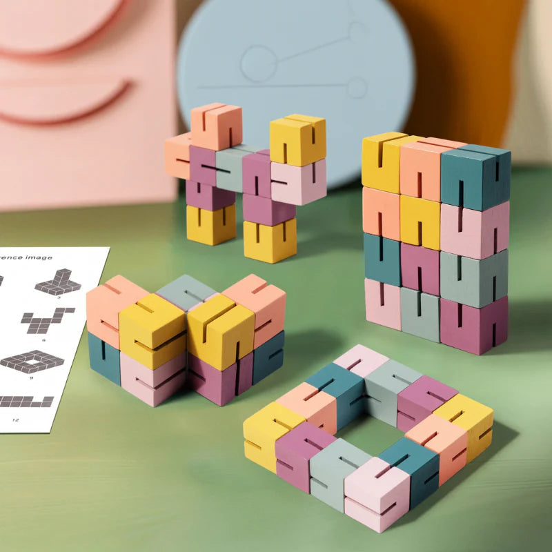 WoodCraft– Herausfordernd&Lehrreich– 3D-Holzbauklötze-Puzzle | Pädagogisches Holzspielzeug von Mein Kleines Baby