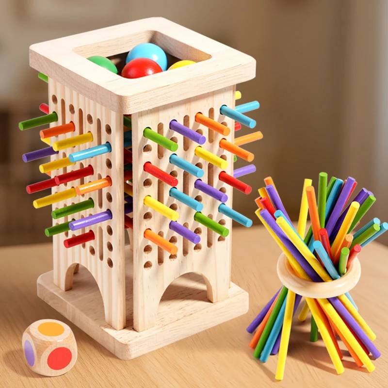 Wooden Stick Battle Game – Denken & Interaktiv – Strategisches Brettspiel Zieh-den-Stab-Turm (teilweise aus Holz) | Pädagogisches Holzspielzeug von Mein Kleines Baby